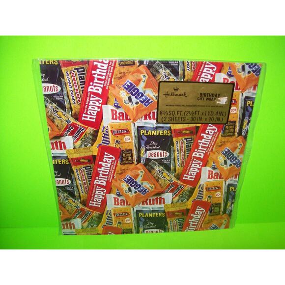 Mr Peanut Vintage Original Sealed Pack Of Hallmark Gift Wrap Planters Peanuts - Picture 2 of 3